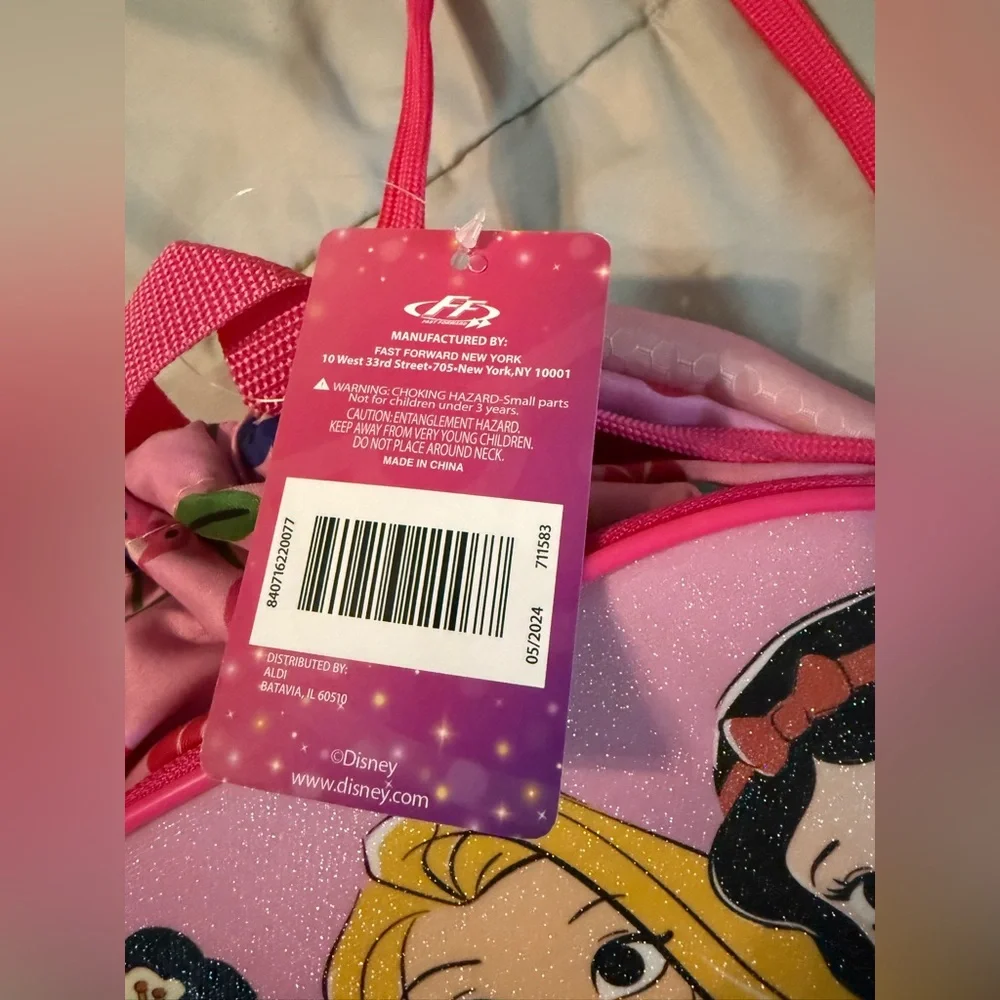 Disney Princesses Pink Drawstring Backpack 2 zipper compartments New NWT